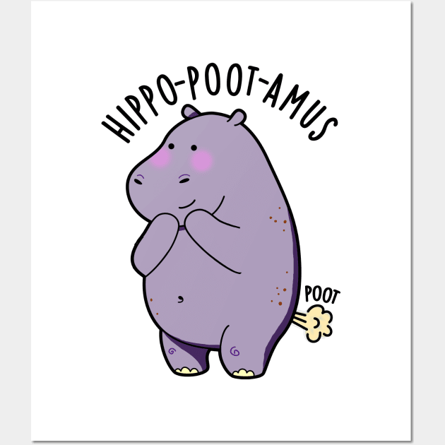 Hippo-poot-amus Funny Farting Hippo Pun Wall Art by punnybone